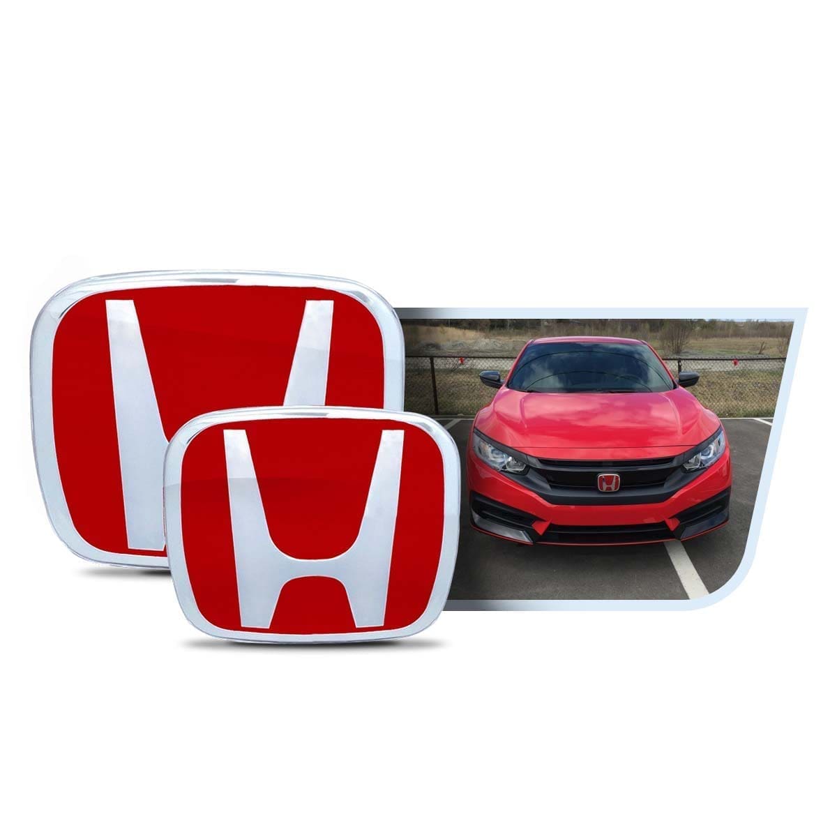 2pcs-Civic-17-SINLOGO Kit X2 Emblemas Insignias Exterior Rojas Honda Civic 17-18 - Imagen 1