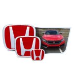 Kit X3 Emblemas Exteriores Volante Rojas Honda Civic 17-18 - Imagen 2