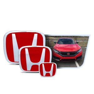 Kit X3 Emblemas Exteriores Volante Rojas Honda Civic 17-18