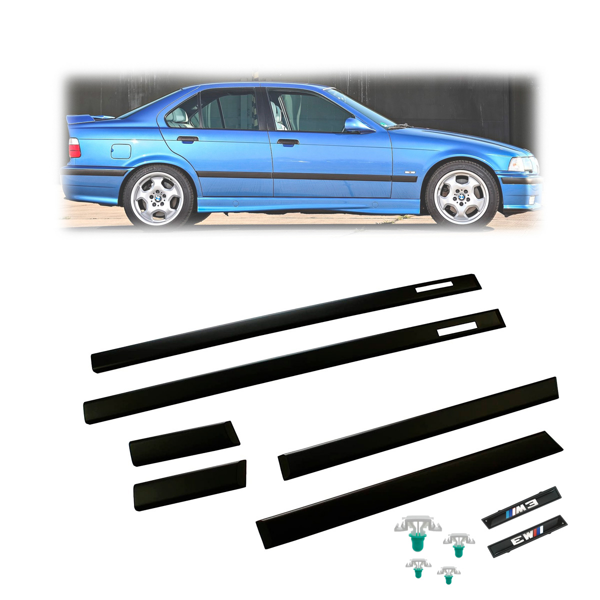 MOLD001-4DR-1 Kit Baguetas Laterales Bmw M3 Serie 3 E36 Sedan - Imagen 1