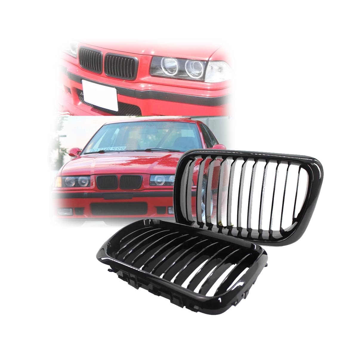 PARR026 Parrilla Delantera Kidneys Riñones BMW E36 97-99 estilo M3 negra - Imagen 1