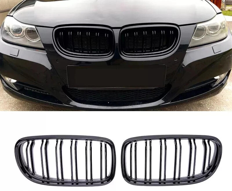 PARR031-LCI-3-2 Parrilla De Doble Vira Kidneys Riñones Negra Brillante BMW Serie 3 Sedan E90 LCI 09-12 - Imagen 1