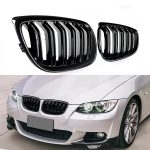 Parrilla Kidneys Riñones Negra Brillante BMW Serie 3 Coupe E92 Pre-LCI 05-08 Doble Vira - Imagen 2