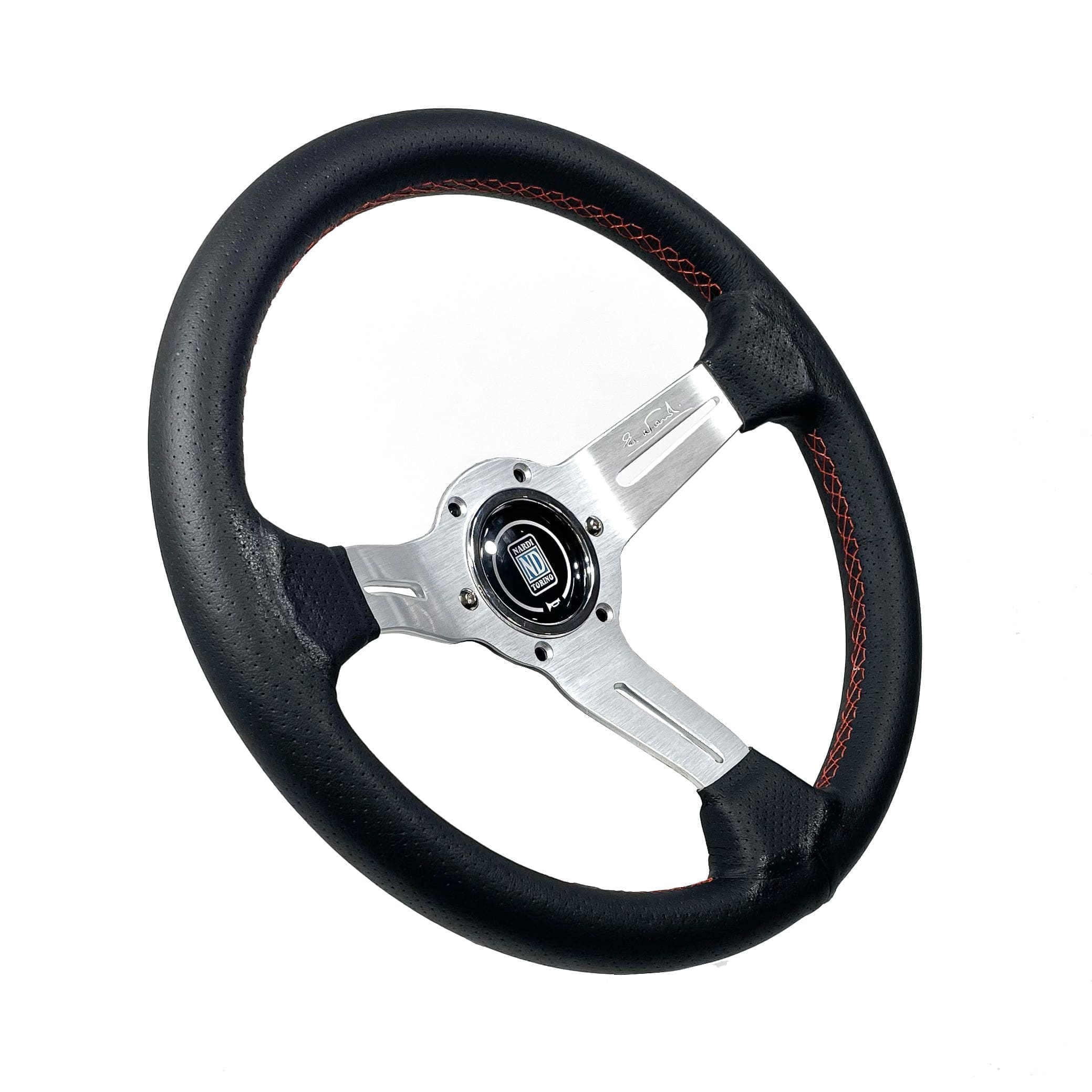 VOLA004-ROJ Volante Nardi De Cuero Universal De 330mm 6 Agujeros - Imagen 1