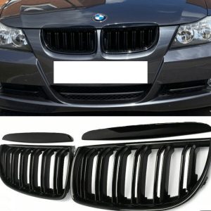 Parrilla Kidneys De Doble Vira Riñones Negra Brillante BMW Serie 3 Sedan E90 Pre-LCI 05-08