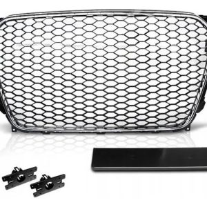 Parrilla estilo RS4 para Audi A4/S4 13-16 Negra con borde cromado.