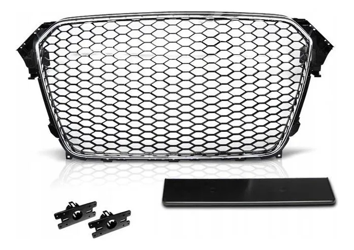 D_NQ_NP_2X_792421-MLA10362671075 Parrilla estilo RS4 para Audi A4/S4 13-16 Negra con borde cromado. - Imagen 1